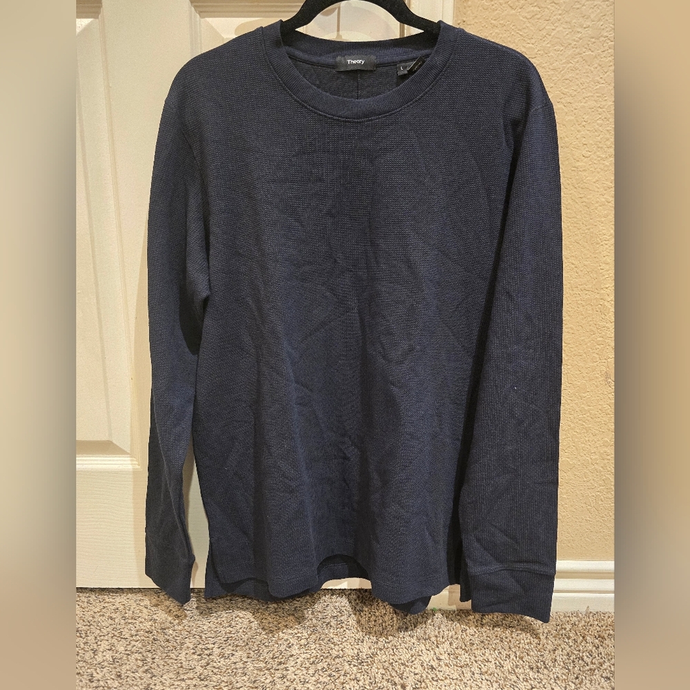 Theory Men's Long Sleeve Tee Navy Size L